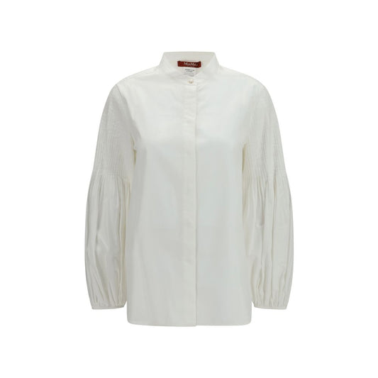 Blouse by Max Mara for women in cotton & silk natural & white features an architectural silhouette with a refined and elegant for a architectural look.