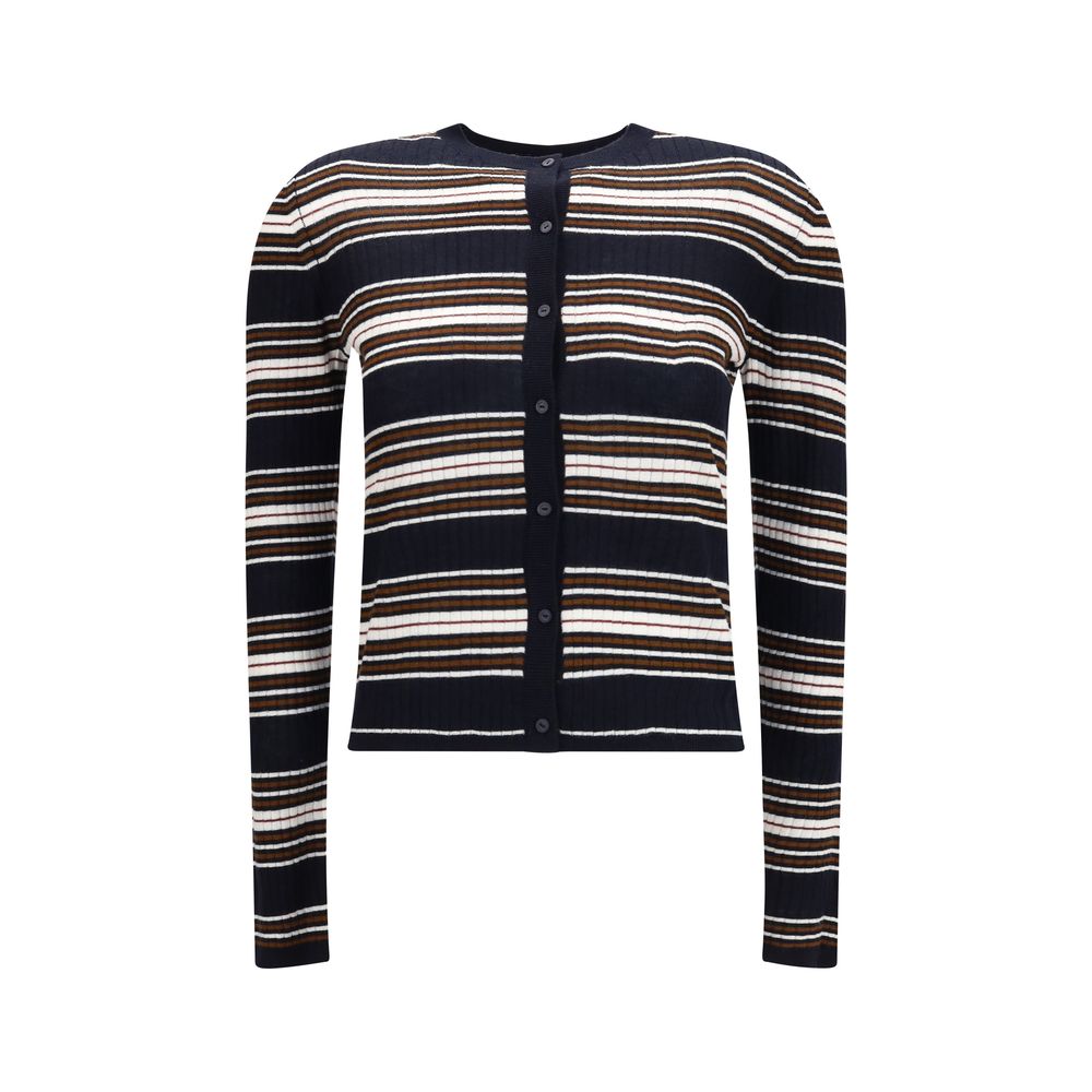 Cardigan by Max Mara for women in wool & silk blue, patterned & striped features an crisp silhouette, showcasing a sophisticated crew neckline and long-sleeve detail for a truly crisp finish.