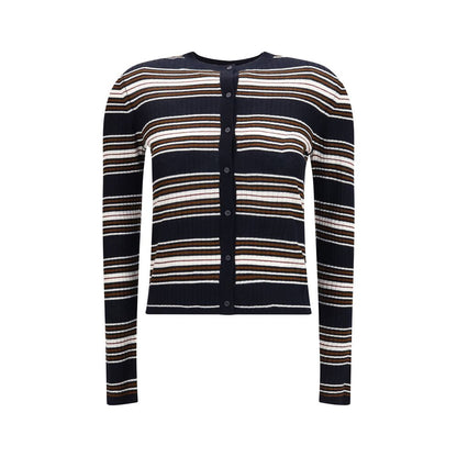 Cardigan by Max Mara for women in wool & silk blue, patterned & striped features an crisp silhouette, showcasing a sophisticated crew neckline and long-sleeve detail for a truly crisp finish.