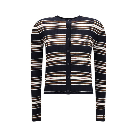 Cardigan by Max Mara for women in wool & silk blue, patterned & striped features an crisp silhouette, showcasing a sophisticated crew neckline and long-sleeve detail for a truly crisp finish.