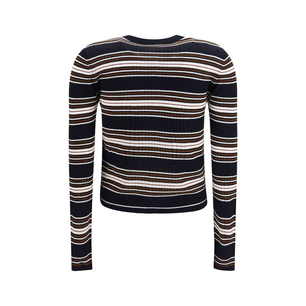 Cardigan by Max Mara for women in wool & silk blue, patterned & striped features an impeccable silhouette, showcasing a sophisticated crew neckline and detail for a truly impeccable finish.