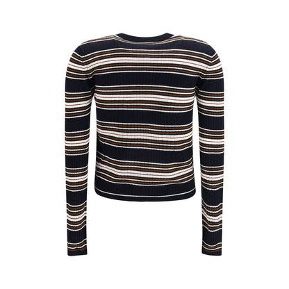 Cardigan by Max Mara for women in wool & silk blue, patterned & striped features an impeccable silhouette, showcasing a sophisticated crew neckline and detail for a truly impeccable finish.