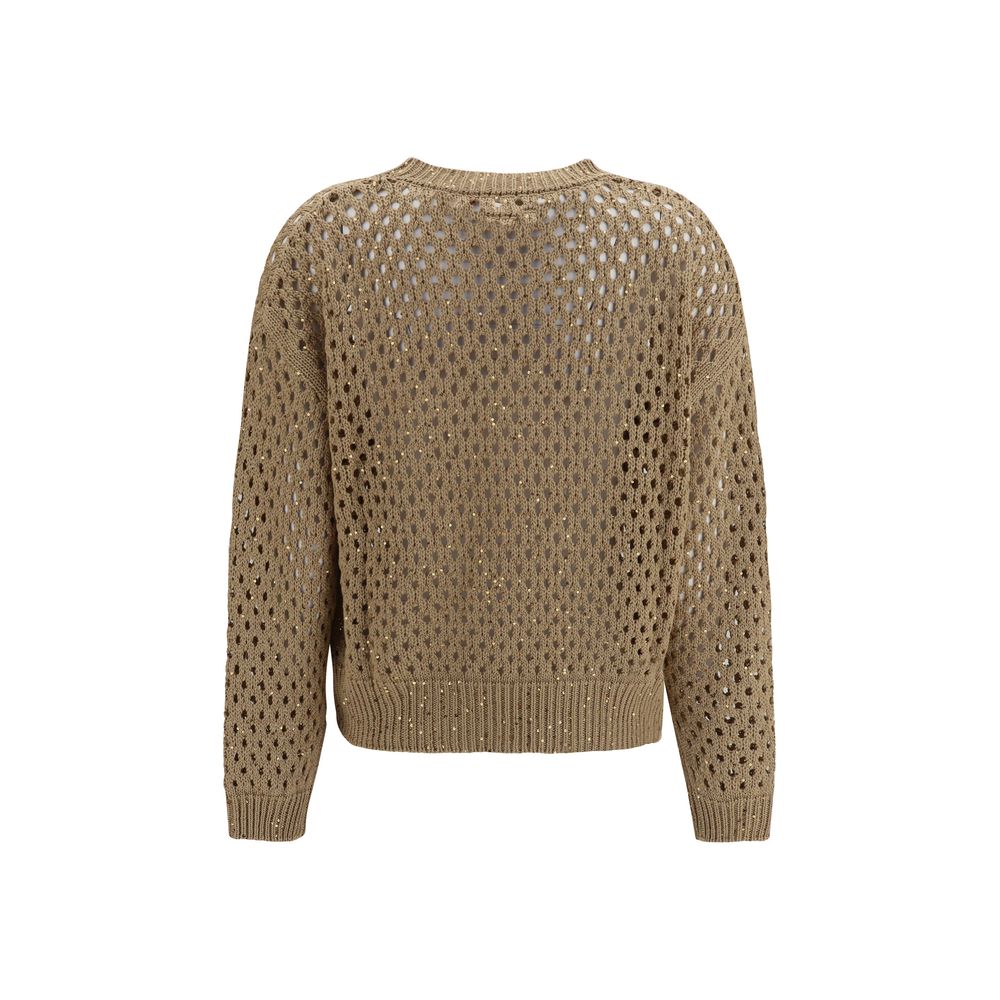 Sweatshirt by Max Mara for women in cotton sequins beige features a unrivaled silhouette with a refined crew neckline and unrivaled detailing for a sophisticated look.