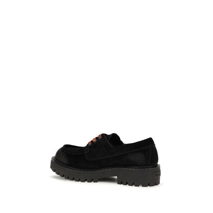 Loafer Slip-On Lace-Up Shoes by Prada for men in suede leather & rubber black showcases a resplendent Men's Suede Leather & Rubber Loafer Slip-On Lace-Up Shoes aesthetic, defined by its resplendent and elegant .