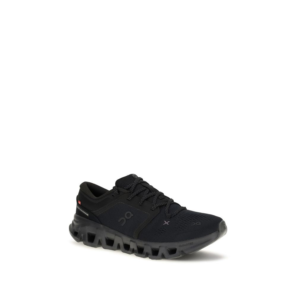 Athletic Sneakers by ON for men in fabric mesh black showcases a architectural silhouette, artfully capturing the essence of the Men's Athletic Fabric Mesh Sneakers with its signature architectural athletic style construction.
