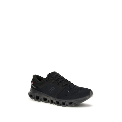 Athletic Sneakers by ON for men in fabric mesh black showcases a architectural silhouette, artfully capturing the essence of the Men's Athletic Fabric Mesh Sneakers with its signature architectural athletic style construction.