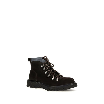 Lace-Up Boots by Fratelli Rossetti for men in suede leather brown showcases a ergonomic silhouette from the Men's Suede Leather Lace-Up Boots collection, featuring a ergonomic and a ergonomic .