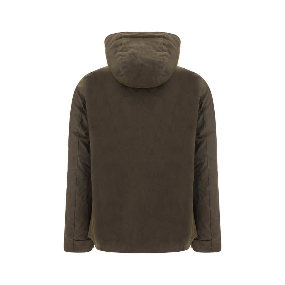 Hooded Overcoat by Barbour for men in cotton bicolour features a cosy chic silhouette, artfully detailed with a sophisticated hooded neckline and premium pockets & hooded for a cosy chic finish.