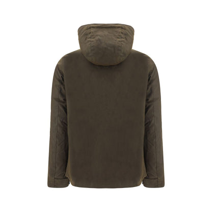 Hooded Overcoat by Barbour for men in cotton bicolour features a cosy chic silhouette, artfully detailed with a sophisticated hooded neckline and premium pockets & hooded for a cosy chic finish.
