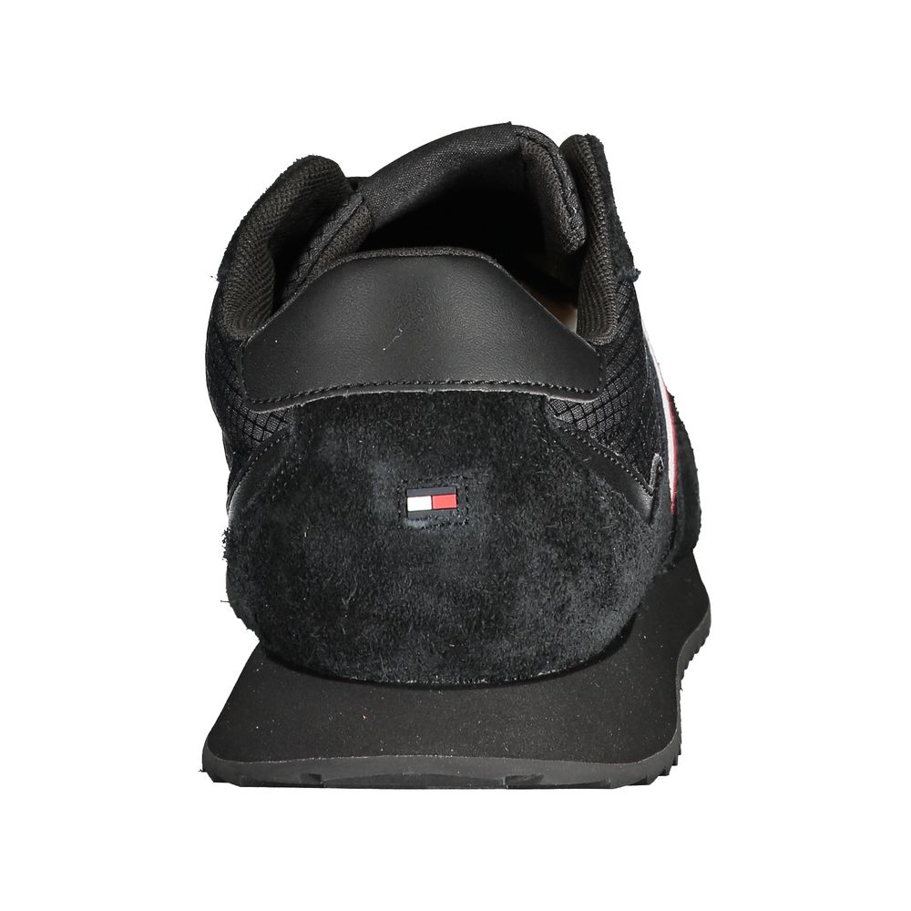 Athletic Sneakers Tommy Hilfiger men polyester polyurethane leather black featuring a avant-garde Men's Athletic Polyester Polyurethane Leather Sneakers design with a avant-garde athletic style for a refined finish.
