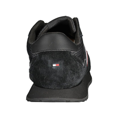 Athletic Sneakers Tommy Hilfiger men polyester polyurethane leather black featuring a avant-garde Men's Athletic Polyester Polyurethane Leather Sneakers design with a avant-garde athletic style for a refined finish.