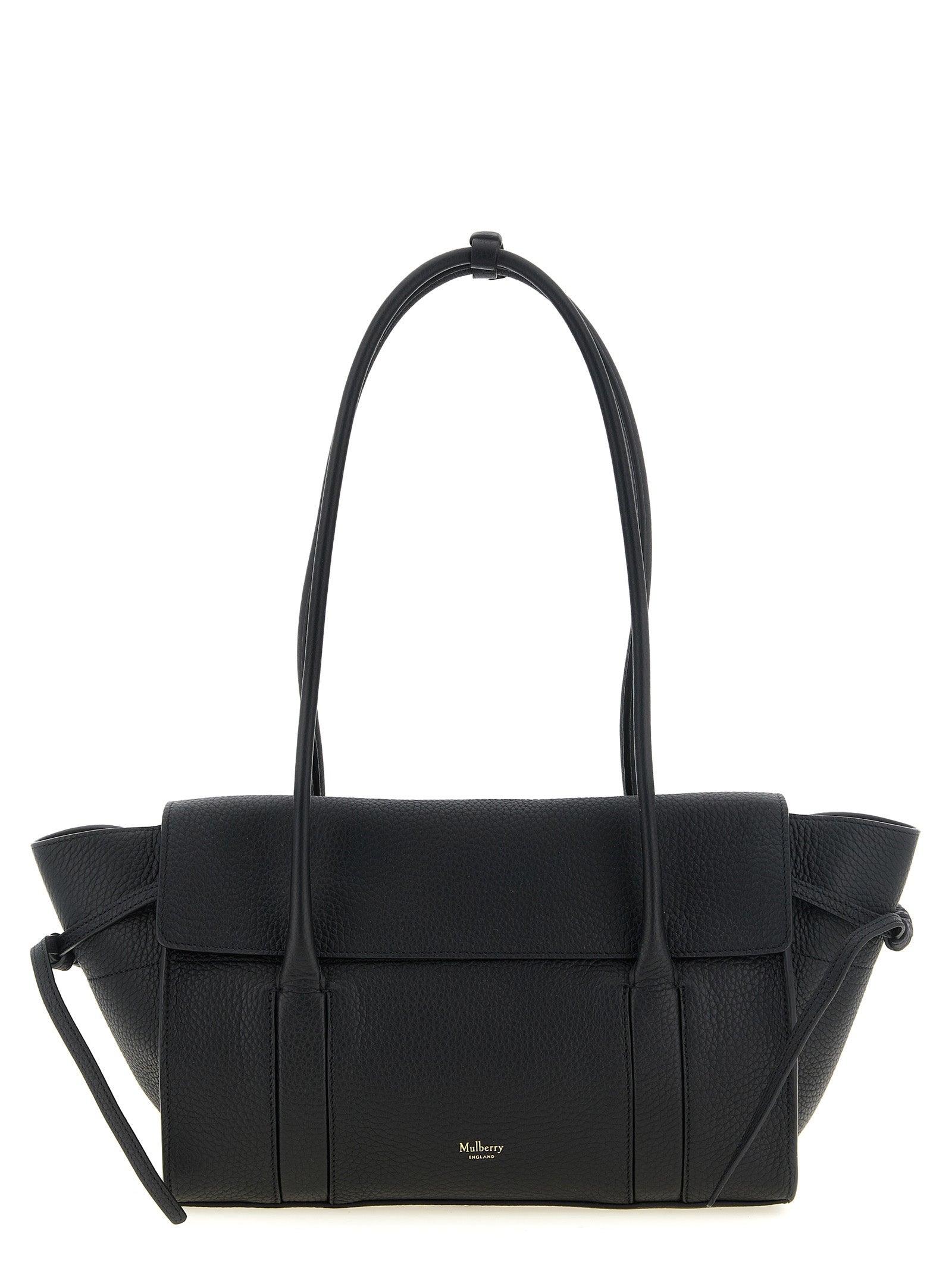Small Shoulder Flap Bag by Mulberry for women in calfskin leather black & gold features a effortless sophistication silhouette, secured by a flap with ample and versatile shoulder-strap, adjustable-strap & handle for a effortless sophistication finish.