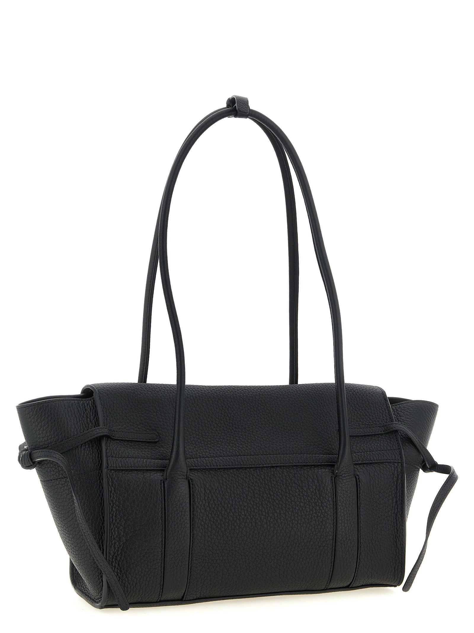 Small Shoulder Flap Bag by Mulberry for women in calfskin leather black & gold presents a versatile silhouette, showcasing a secure flap and versatile with versatile shoulder-strap, adjustable-strap & handle for a sophisticated look.