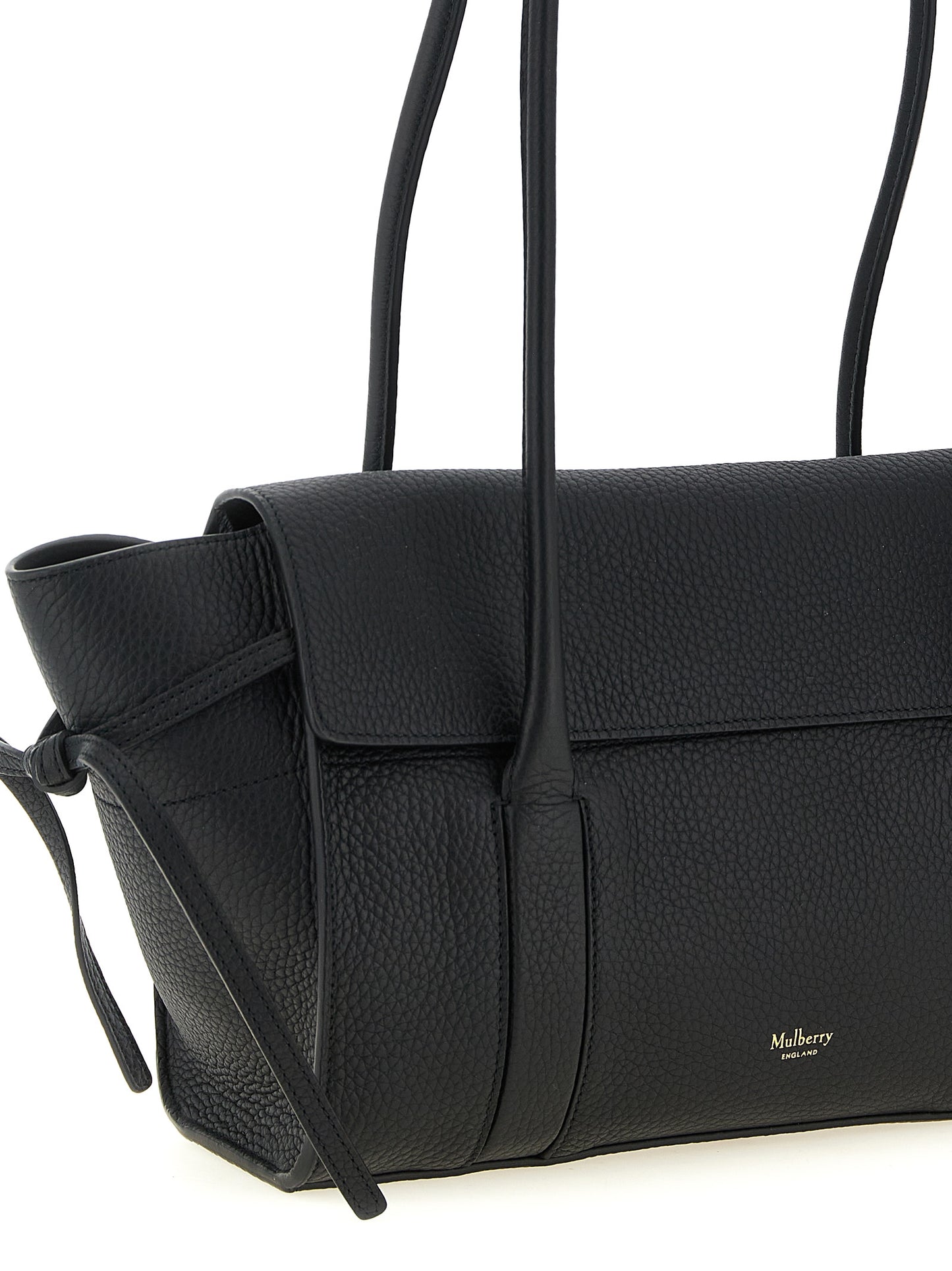 Small Shoulder Flap Bag by Mulberry for women in calfskin leather black & gold showcases a enviable silhouette, artfully detailed with a secure flap, organized , and versatile shoulder-strap, adjustable-strap & handle for a enviable look.