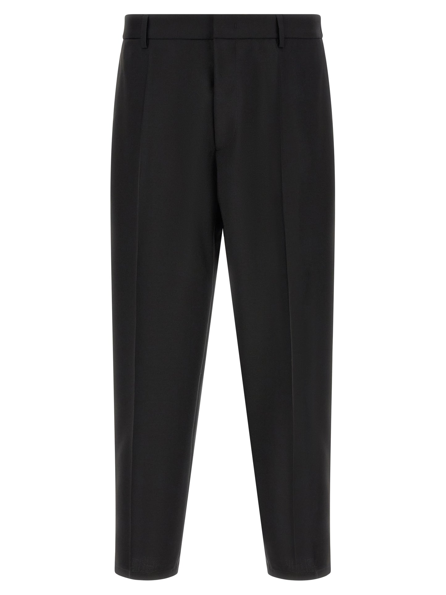 Trousers by Jil Sander for men in mohair & virgin wool black features a sculptural silhouette, showcasing a sculptural cropped and cropped with a sophisticated for a sculptural finish.