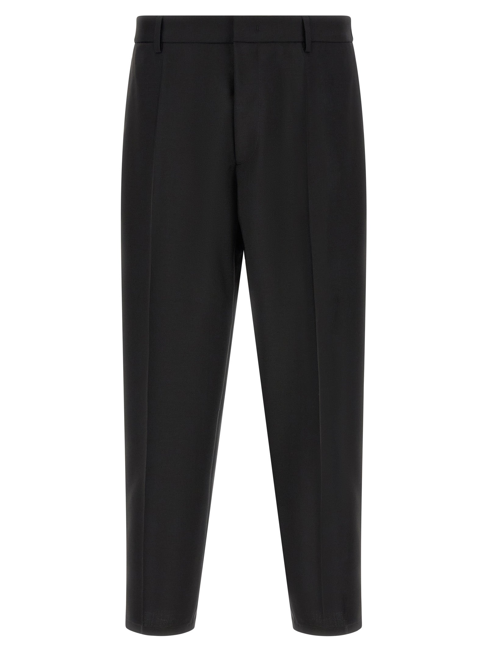 Trousers by Jil Sander for men in mohair & virgin wool black features a sculptural silhouette, showcasing a sculptural cropped and cropped with a sophisticated for a sculptural finish.