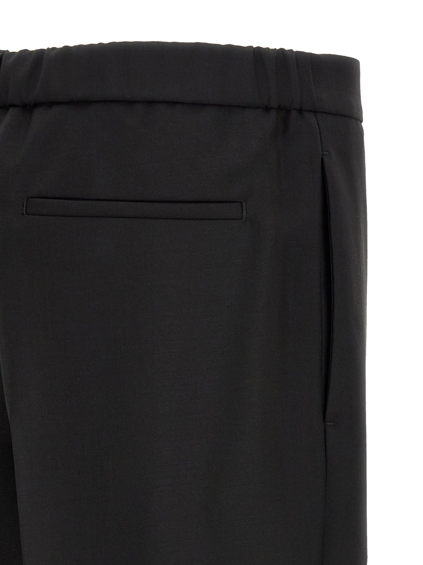 Trousers by Jil Sander for men in mohair & virgin wool black features a artisanal silhouette, showcasing a sophisticated cropped with a cropped and for a artisanal finish.