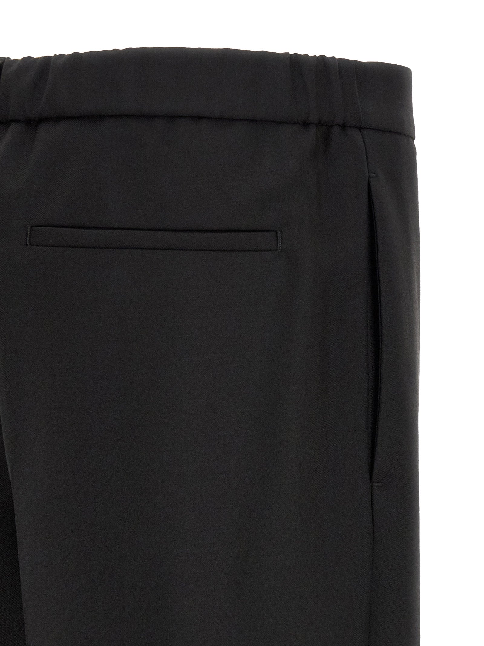 Trousers by Jil Sander for men in mohair & virgin wool black features a artisanal silhouette, showcasing a sophisticated cropped with a cropped and for a artisanal finish.