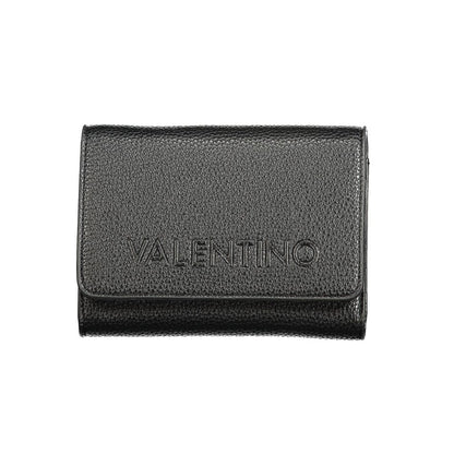 Cardholder Wallet by Mario Valentino for women in polyurethane black showcases a discerning silhouette, artfully capturing the essence of Polyurethane Cardholder Wallet with its functional card-organization eco-friendly coin-purse.