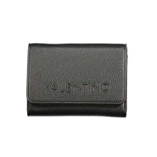 Cardholder Wallet by Mario Valentino for women in polyurethane black showcases a discerning silhouette, artfully capturing the essence of Polyurethane Cardholder Wallet with its functional card-organization eco-friendly coin-purse.