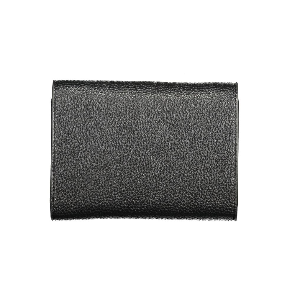 Cardholder Wallet by Mario Valentino for women in polyurethane black showcases a refined silhouette, artfully capturing the essence of the refined Polyurethane Cardholder Wallet design with functional card-organization eco-friendly coin-purse.