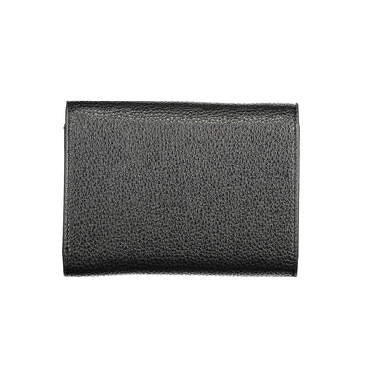 Cardholder Wallet by Mario Valentino for women in polyurethane black showcases a refined silhouette, artfully capturing the essence of the refined Polyurethane Cardholder Wallet design with functional card-organization eco-friendly coin-purse.