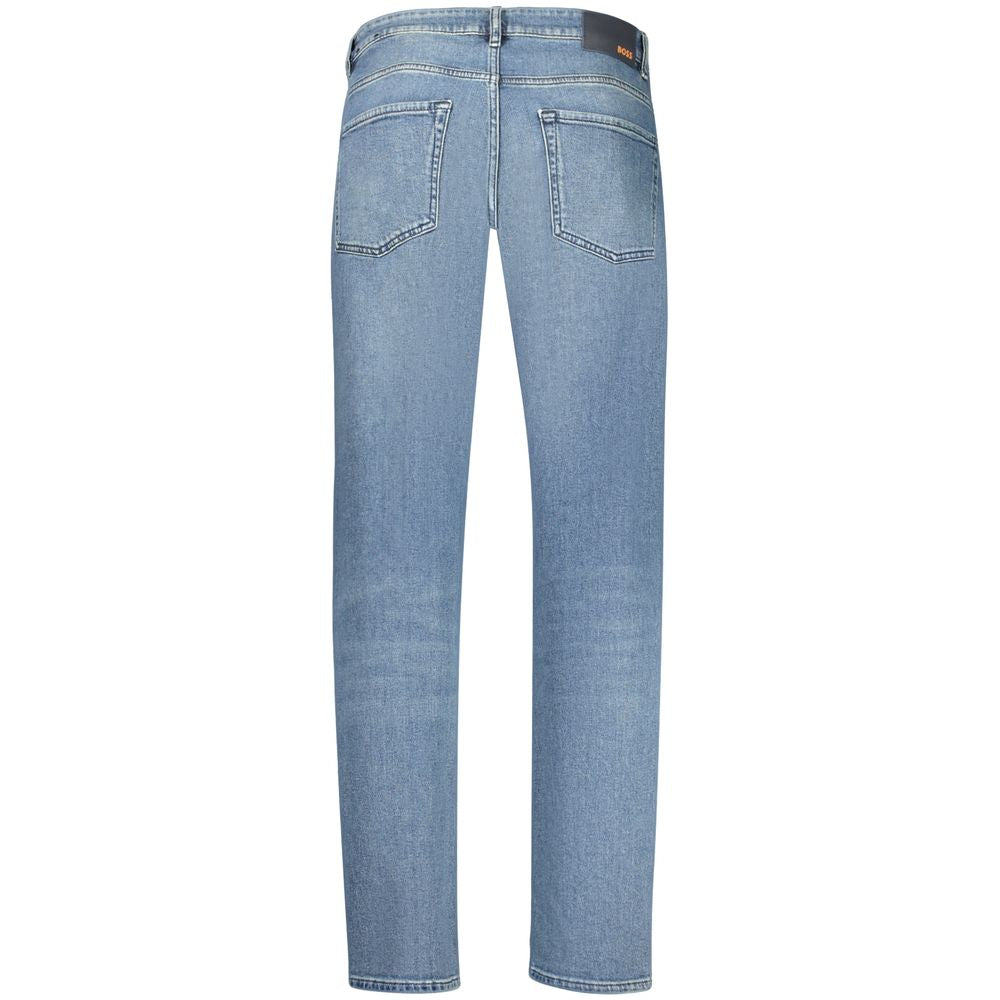 Jeans by Hugo Boss for men in stretch denim cotton blue features an sophisticated and regular-fit with a precise long, creating a sophisticated and sophisticated silhouette.