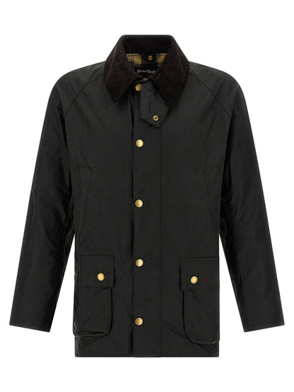 Windbreaker Jacket by Barbour for men in cotton corduroy bicolour & green features an perennial silhouette with a refined and perennial pockets & windproof for a sophisticated weather-resistant look.