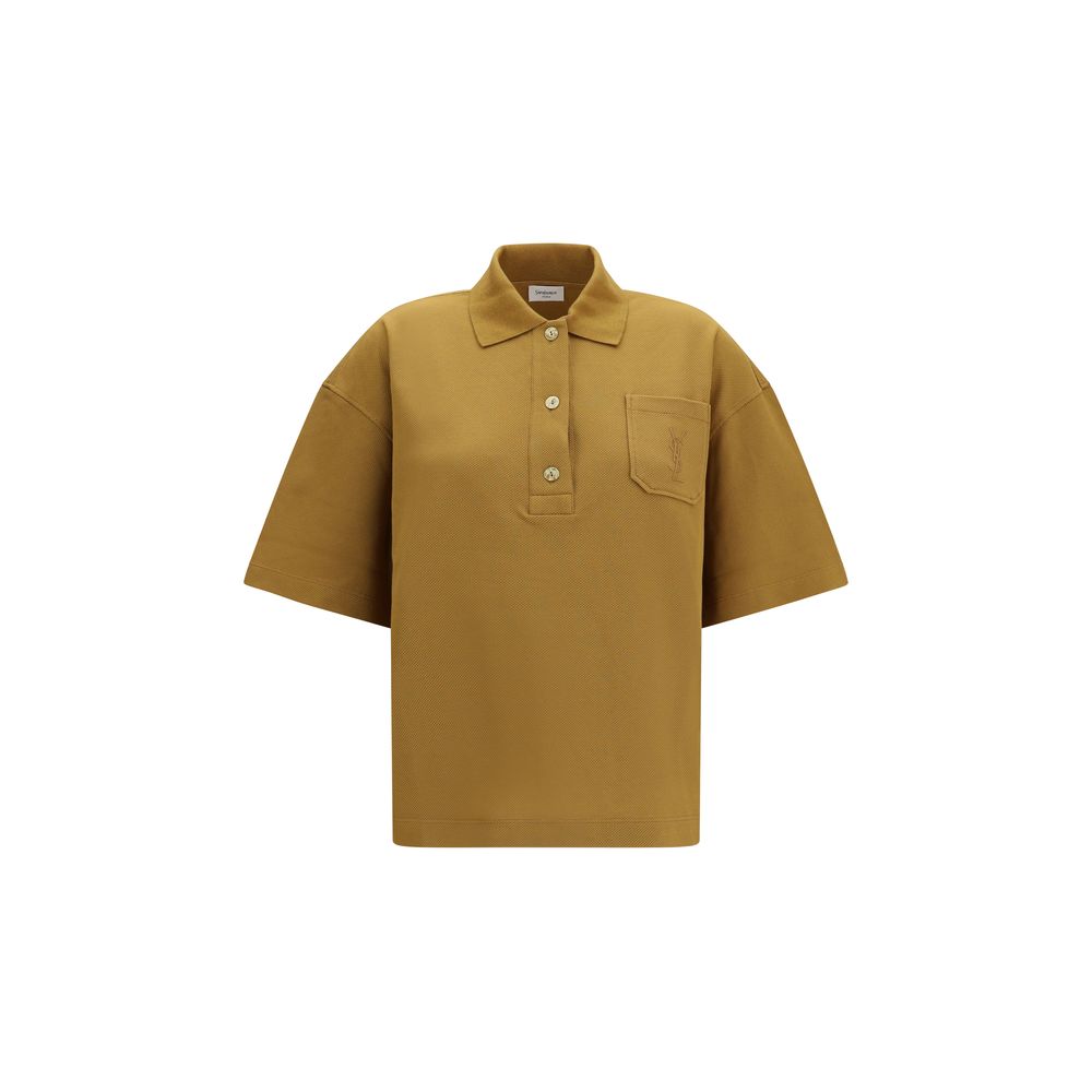 Polo Shirt by Saint Laurent for women in cotton bicolour presents a sleek silhouette, featuring a refined and short-sleeve for a sleek finish.