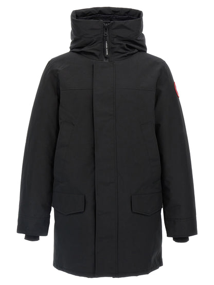 Parka by Canada Goose for men in polyester goose-down & cotton black features an avant garde silhouette, showcasing refined windproof, hooded & insulated and a sophisticated hooded high-collar neckline for a polished look.