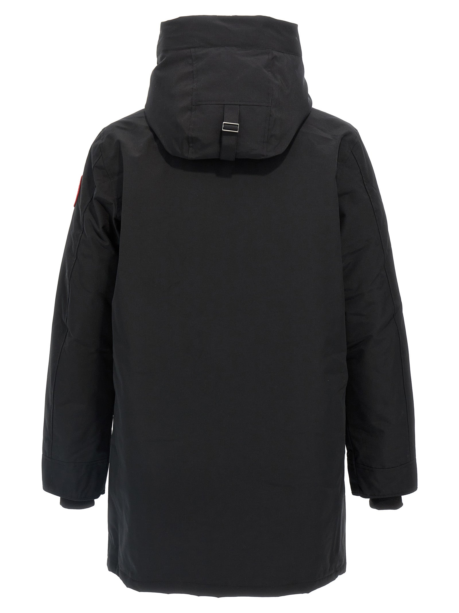 Parka by Canada Goose for men in polyester goose-down & cotton black presents a decadent silhouette, showcasing the decadent hooded high-collar neckline and functional windproof, hooded & insulated for a premium, weather-ready look.
