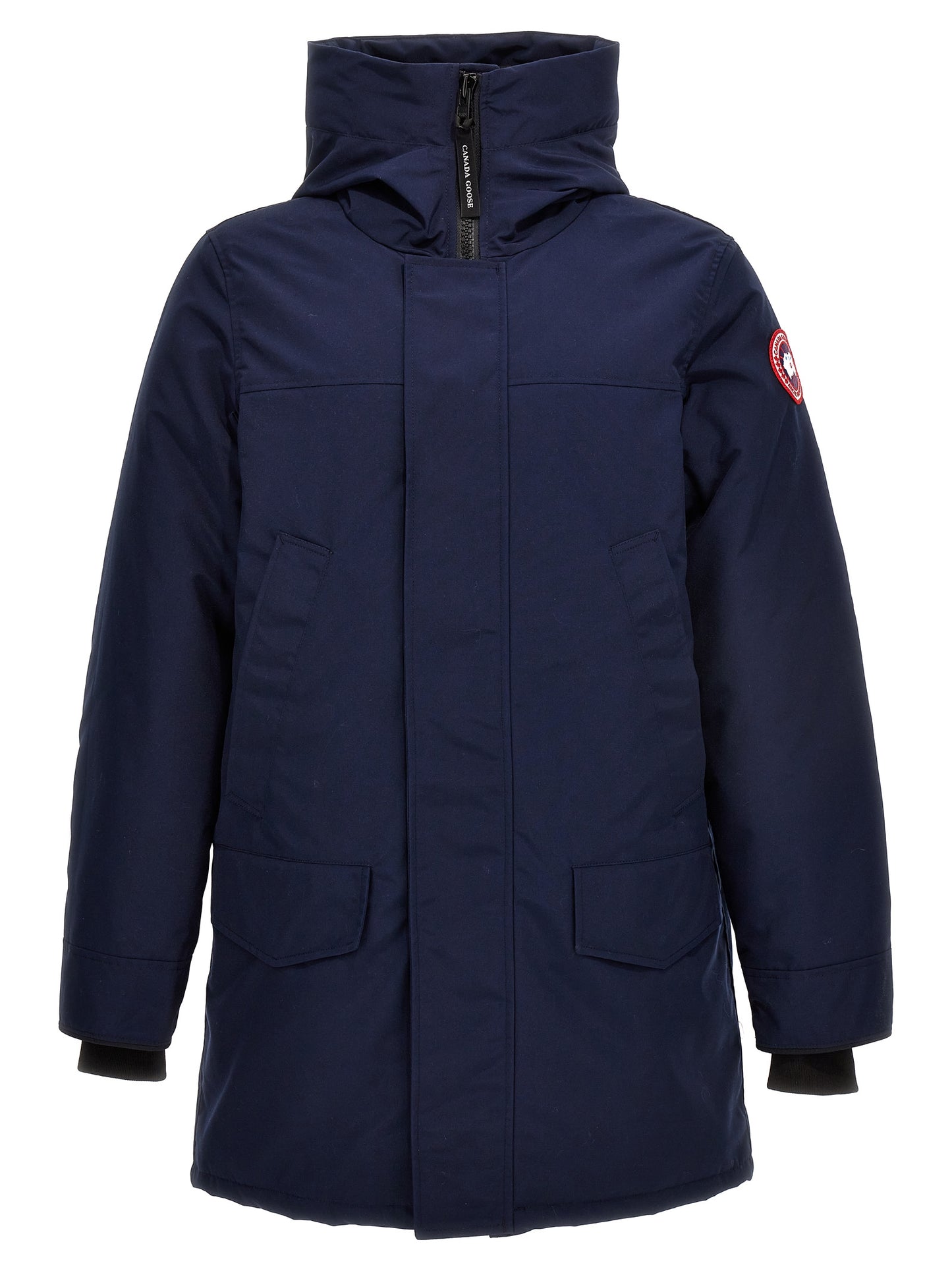 Hooded Parka by Canada Goose for men in plush poly cotton & cordura blue, presenting a cosy silhouette with distinctive hooded and a refined hooded high-neck neckline.