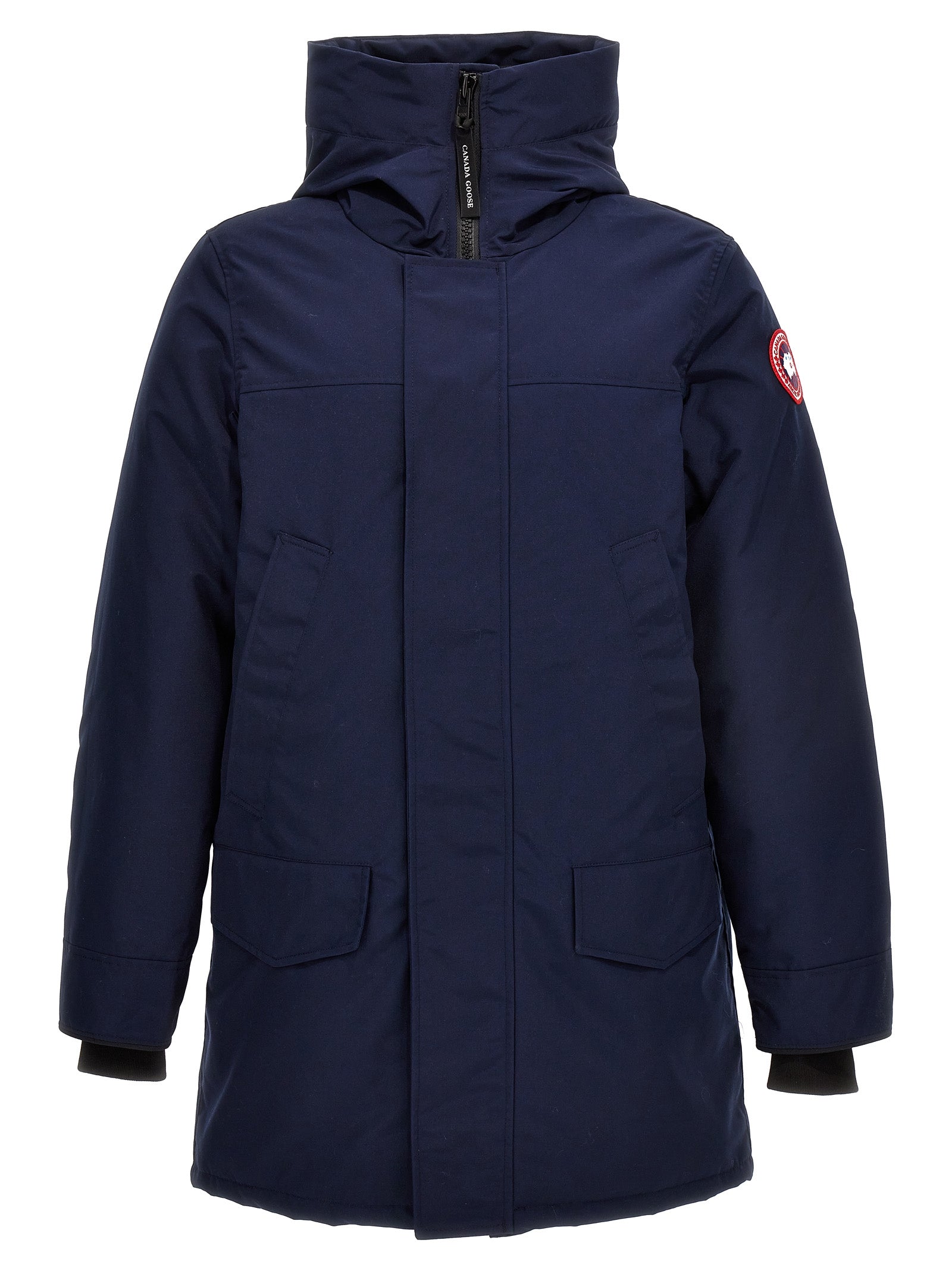 Hooded Parka by Canada Goose for men in plush poly cotton & cordura blue, presenting a cosy silhouette with distinctive hooded and a refined hooded high-neck neckline.