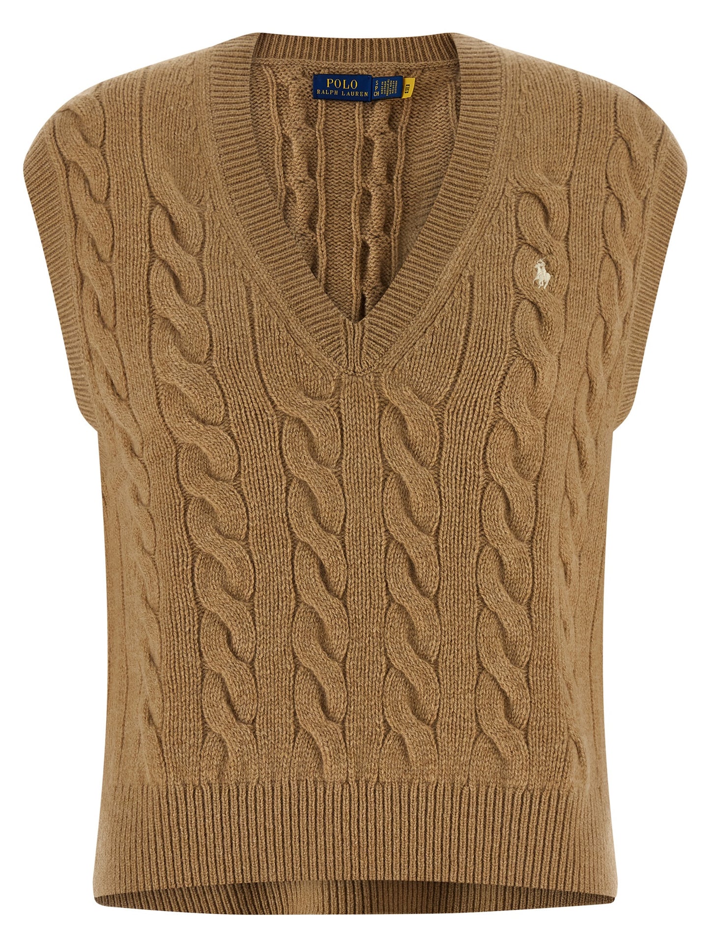 Polo Ralph Lauren Women's V Neck Cashmere Vest - Beige