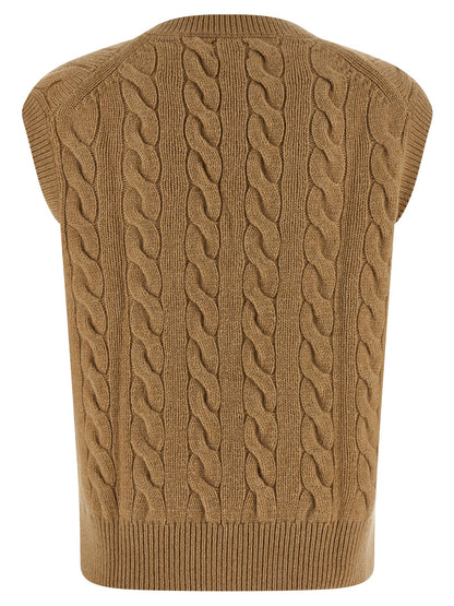 Polo Ralph Lauren Women's V Neck Cashmere Vest - Beige