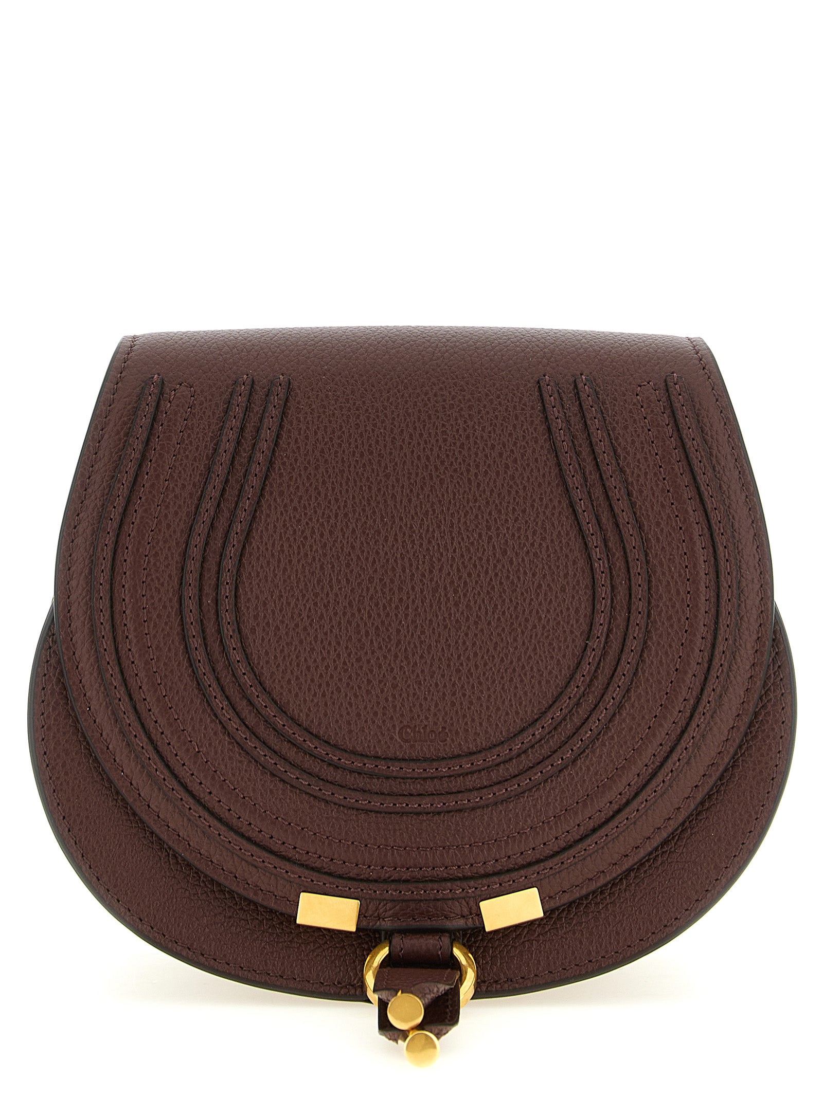 Crossbody Saddle Handbag by Chloé for women in linen & bos taurus calfskin leather brown & gold features a versatile chic silhouette, meticulously detailed with a secure , ample , and versatile crossbody-strap, shoulder-strap & adjustable-strap.