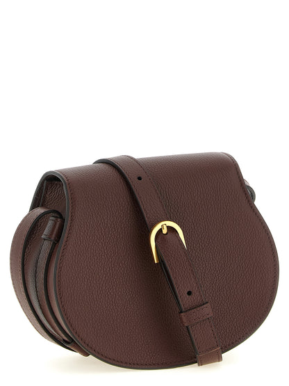 Crossbody Saddle Handbag by Chloé for women in linen & bos taurus calfskin leather brown & gold showcases a versatile sophistication silhouette, featuring a secure , versatile sophistication , and versatile crossbody-strap, shoulder-strap & adjustable-strap for a versatile sophistication finish.