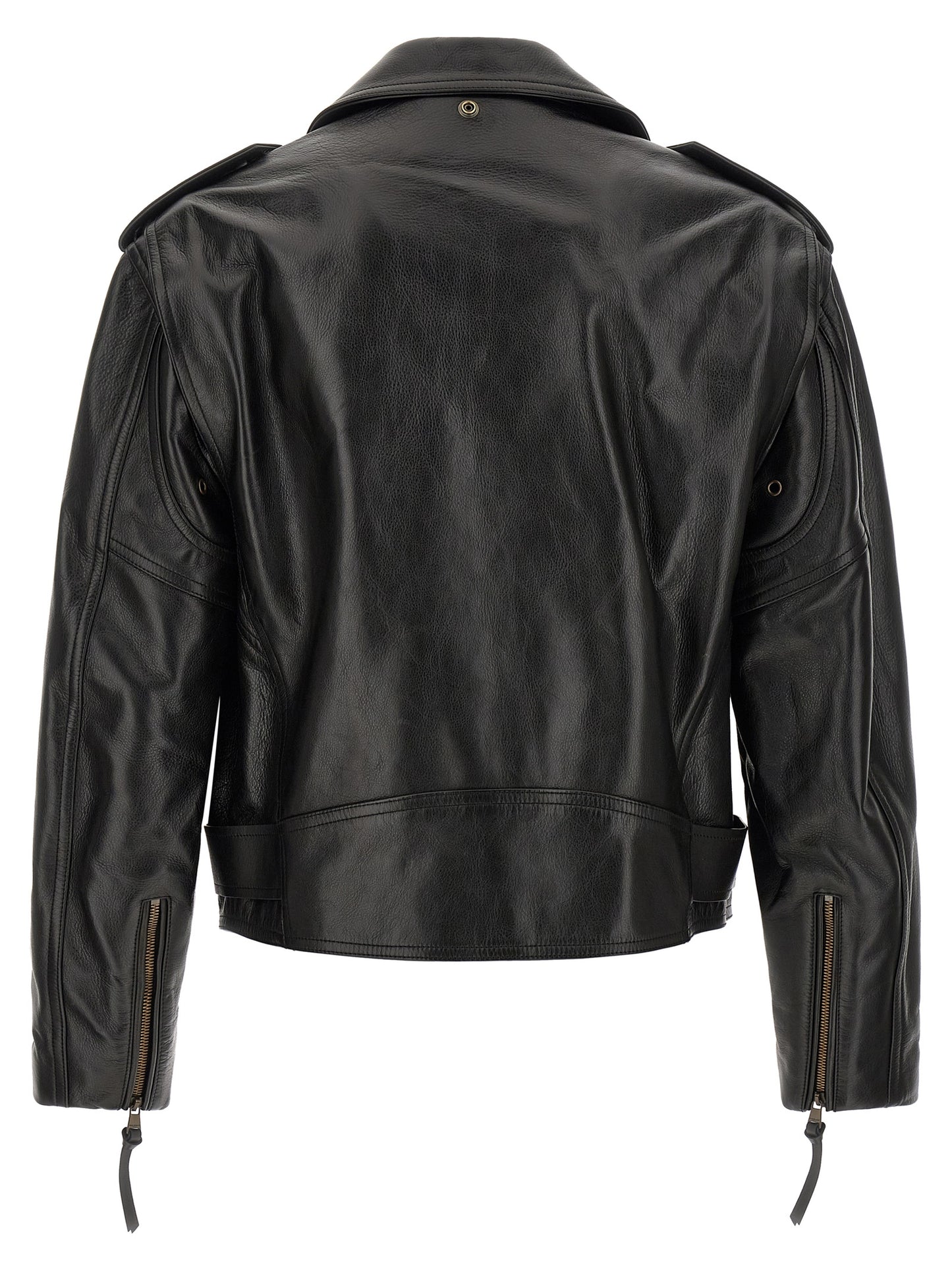 Jacket by Balmain for men in bos taurus cowhide leather black features a smart silhouette, perfectly accentuated by its unique lapel neckline and functional pockets for a smart finish.