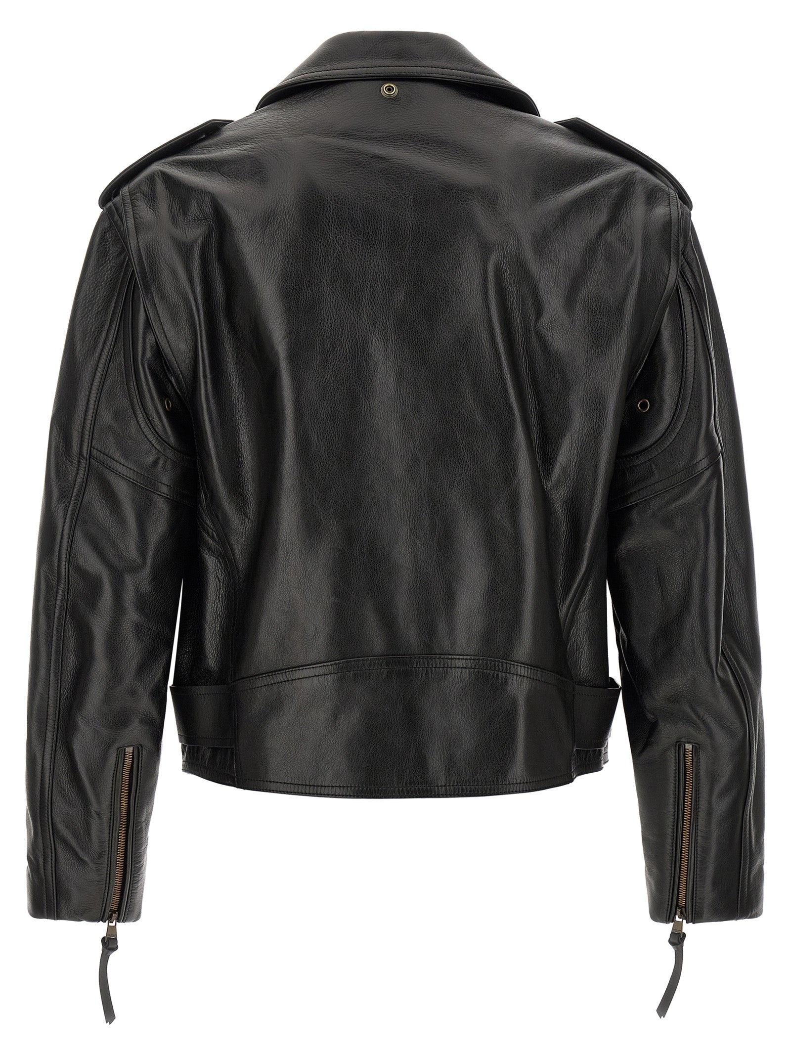 Jacket by Balmain for men in bos taurus cowhide leather black features a smart silhouette, perfectly accentuated by its unique lapel neckline and functional pockets for a smart finish.