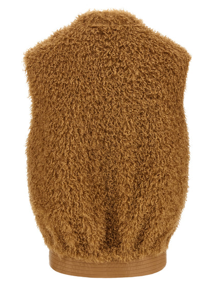 Vest by Twinset for women in plush polyester brown, camel & gold features an on trend silhouette, showcasing a sophisticated and premium for a truly on trend finish.