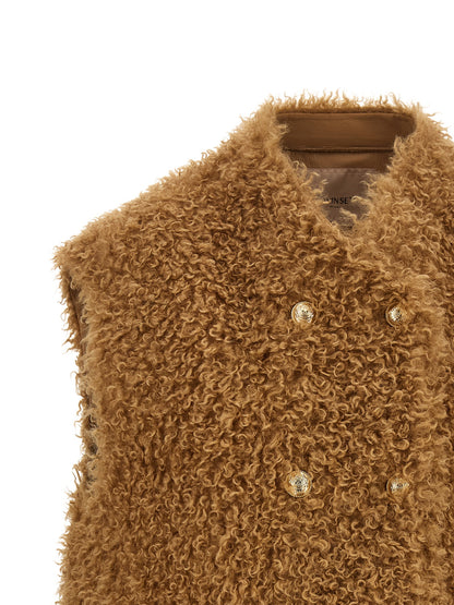 Vest by Twinset for women in plush polyester brown, camel & gold features a chic silhouette, expertly detailed with a refined and premium for a truly chic look.