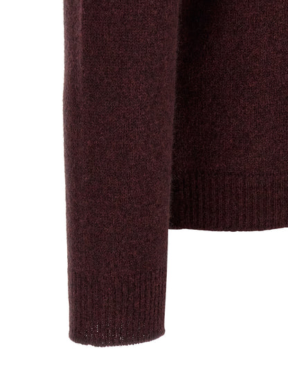 Hooded Cardigan by Roberto Collina for men in polyamide & wool bordeaux & camel showcases a luxurious silhouette, meticulously detailed with a sophisticated hooded neckline and for a refined finish.