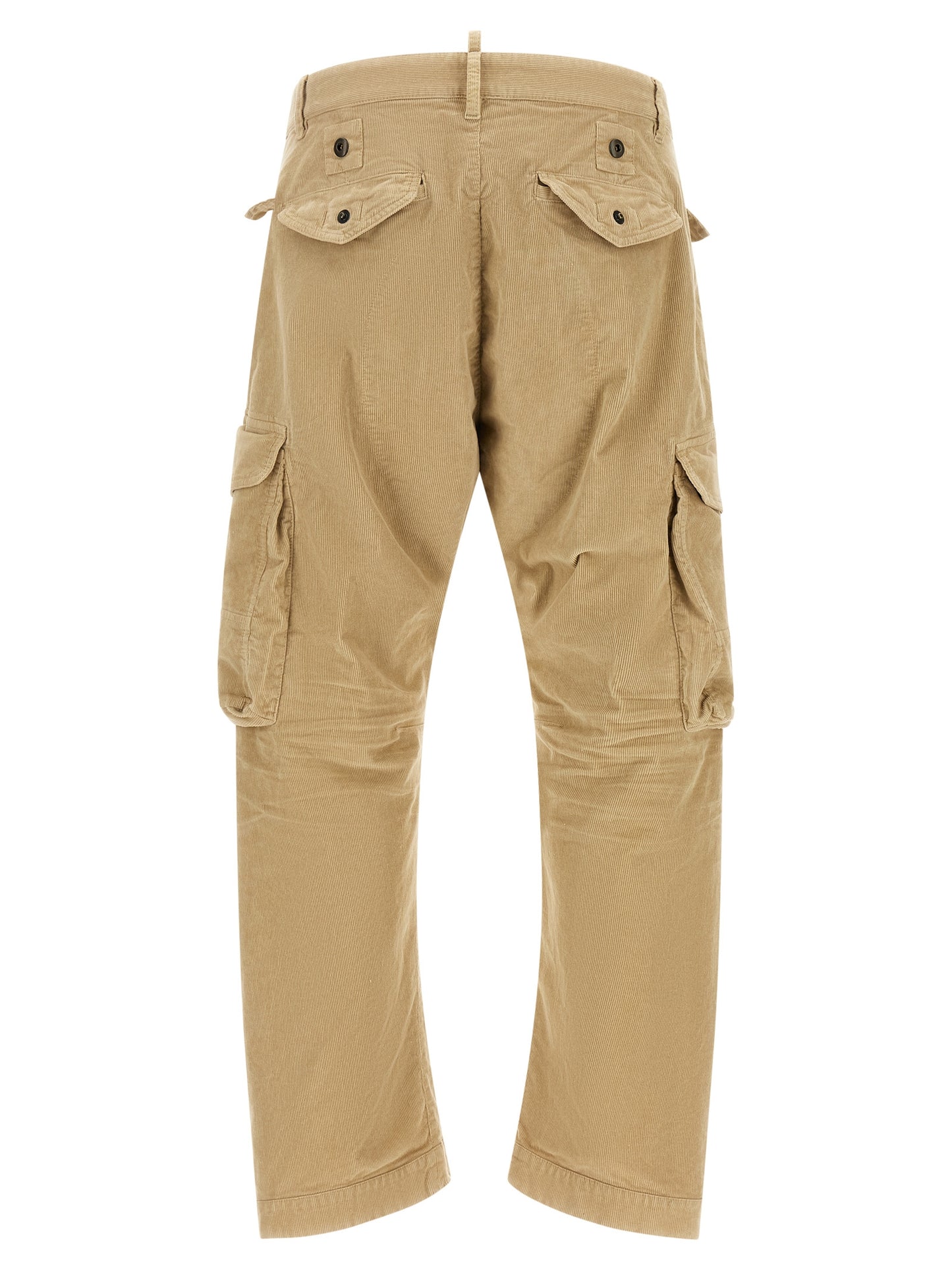 Cargo Pants by Dsquared² for men in stretch cotton corduroy beige & camel features a architectural relaxed-fit with a architectural long and architectural .