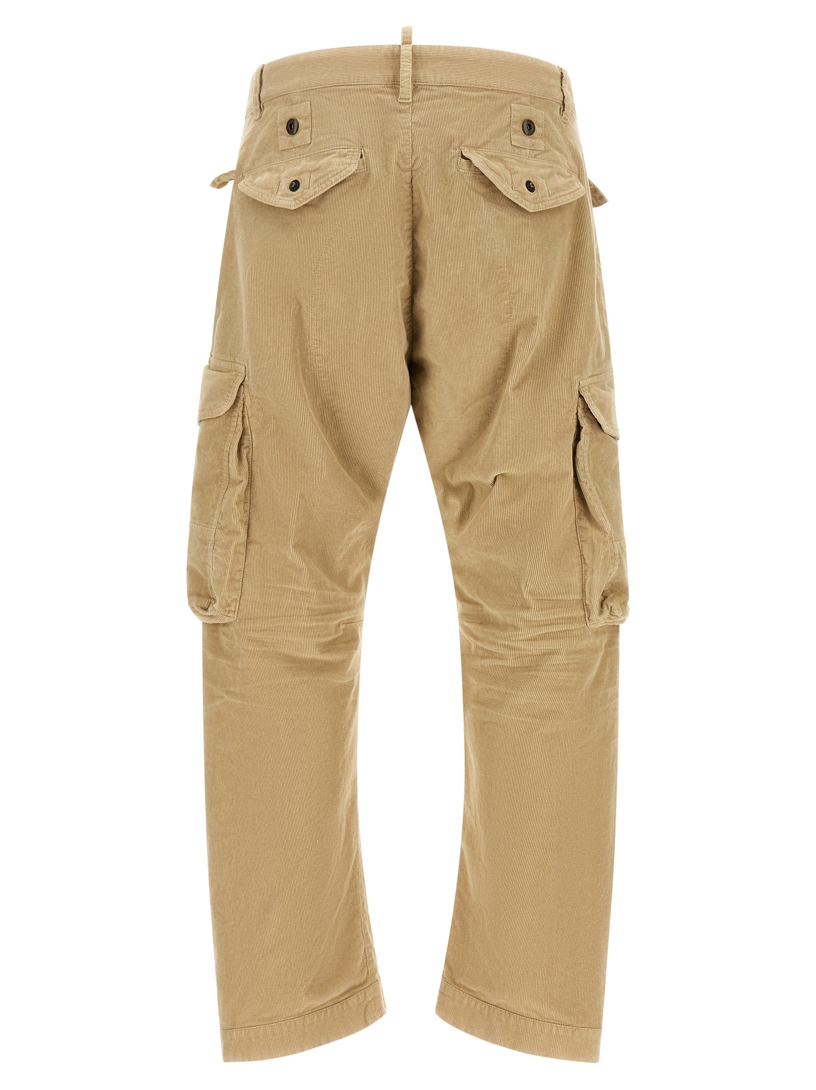 Cargo Pants by Dsquared² for men in stretch cotton corduroy beige & camel features a architectural relaxed-fit with a architectural long and architectural .