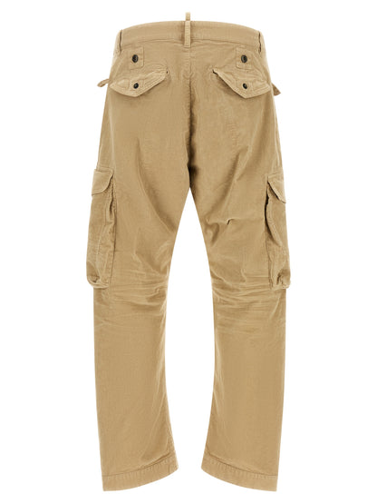 Cargo Pants by Dsquared² for men in stretch cotton corduroy beige & camel features a architectural relaxed-fit with a architectural long and architectural .