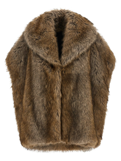 B&B COUTURE Brigitte Women's Polyester Vest - Animal Brown Natural