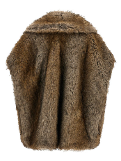 B&B COUTURE Brigitte Women's Polyester Vest - Animal Brown Natural