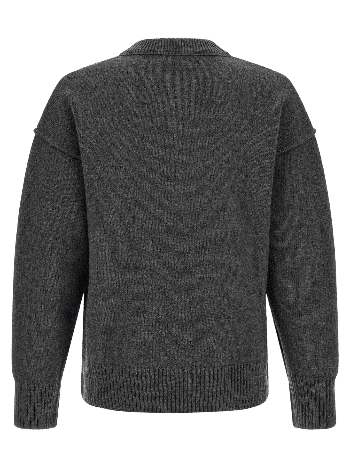 Cardigan by Ami Paris for men in wool gray & red features a nuanced silhouette with a refined and nuanced detailing for a sophisticated look.
