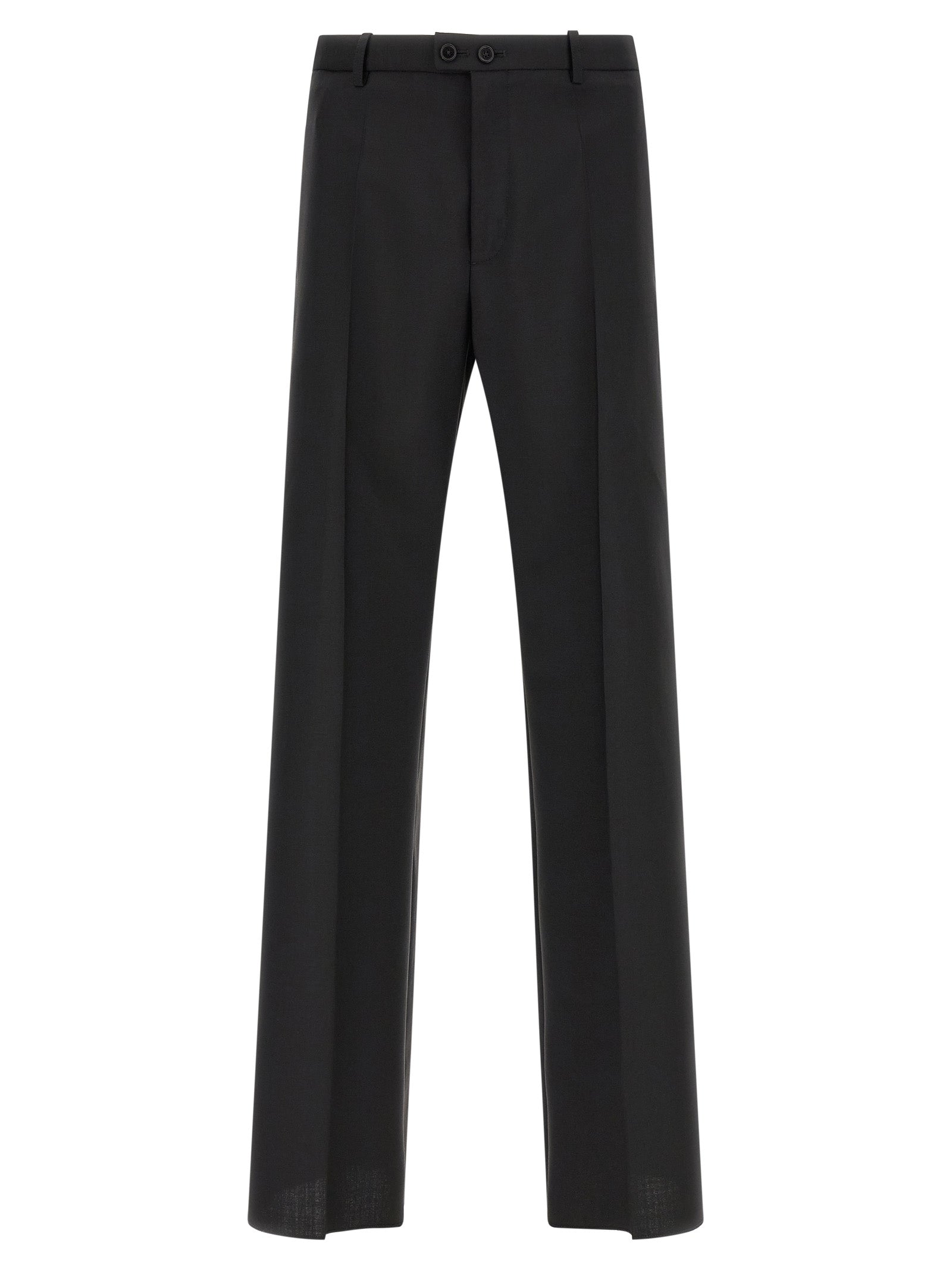 Trousers by Jil Sander for men in mohair virgin wool black features a tailored silhouette with a tailored straight-leg, defined by its long and a sophisticated .