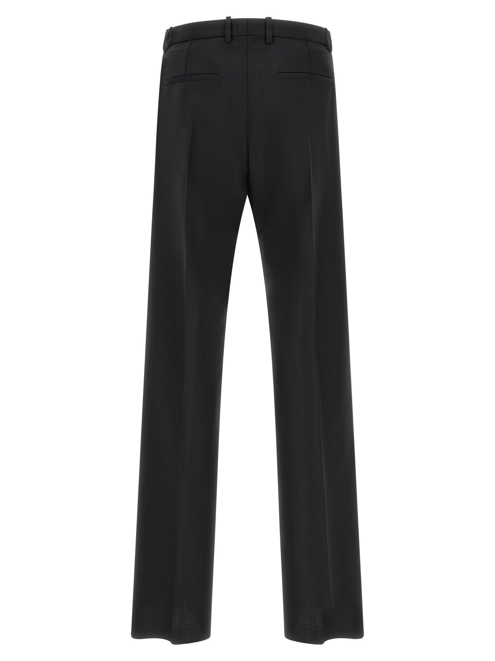 Trousers by Jil Sander for men in mohair virgin wool black features an on trend silhouette, showcasing a sophisticated straight-leg with a long and for an on trend finish.